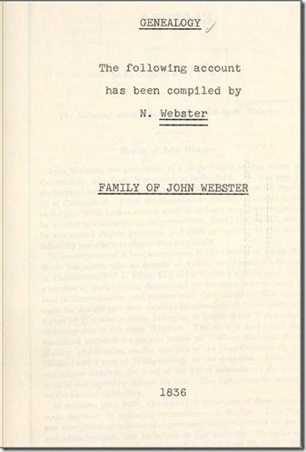 Compiled Genealogy of the Family of John Webster by Noah Webster