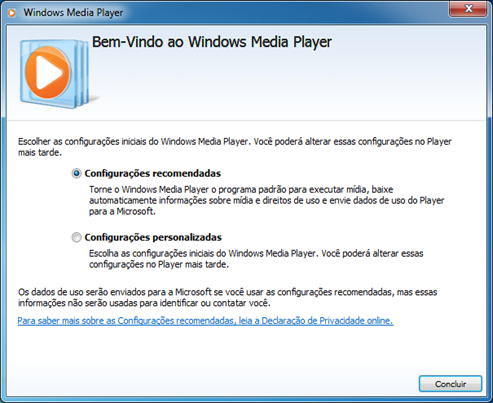 Bem-vindo ao Windows Media Player