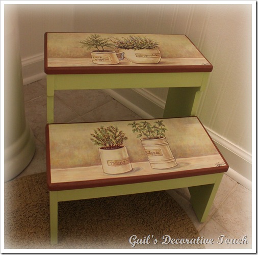 Gail S Decorative Touch Homegood Step Stool I Picked One Up For 19 99 Thinking It Would Work Great In The Powder Room Although Liked Picture On Steps Wasn T A Fan Of Green