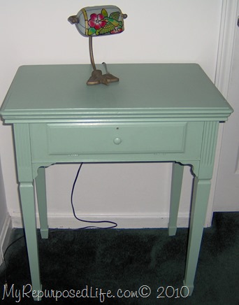 green sewing table side table