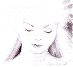 Portret de fata visatoare desen in creion