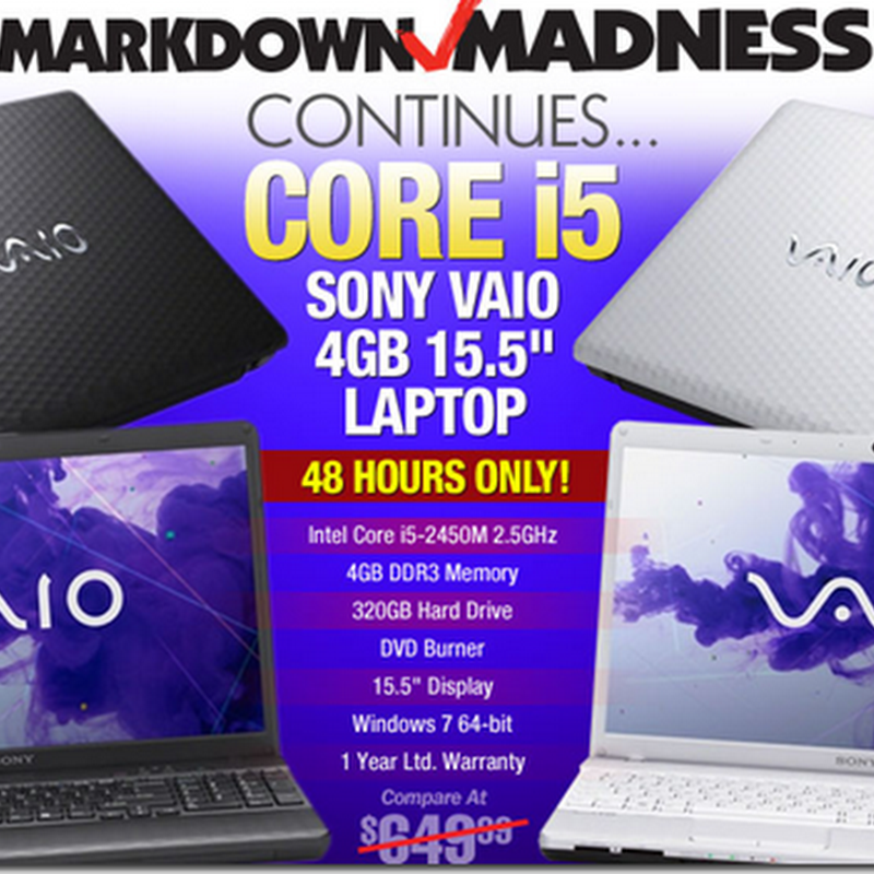 OFERTAS laptops Sony Vaio Corei5 $550 dolares en Tigerdirect