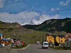 Fitz Roy looming over El Chalten.