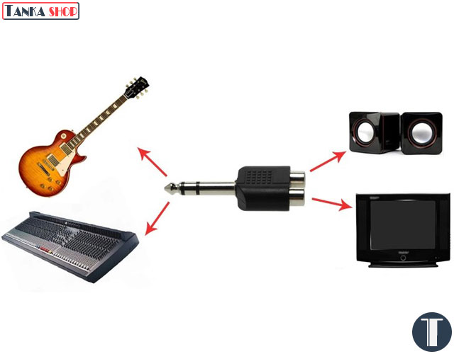 Jack audio Jack gộp 2 RCA thành 6.5 mm Stereo