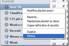 Eliminare playlist smart iTunes