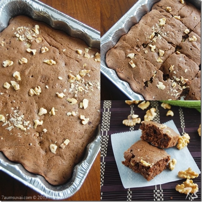 Eggless walnut brownies Collage
