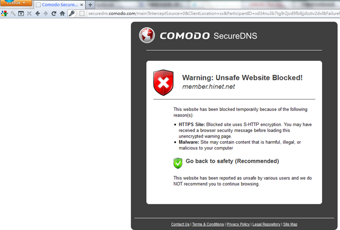 comodo firewall secure DNS block firefox