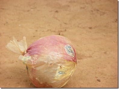 Their soccer ball - made from grocery bags