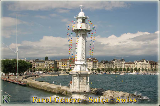 Farol Genéve, Suiça, Lighthouse Genève Jetée du Sud (Lake Geneva)