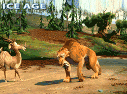 Funny animation gif (Ice Age3:Deago & Deer)