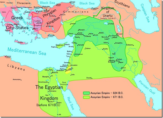 Map_of_Assyria & Near East. 824 - 671 BC