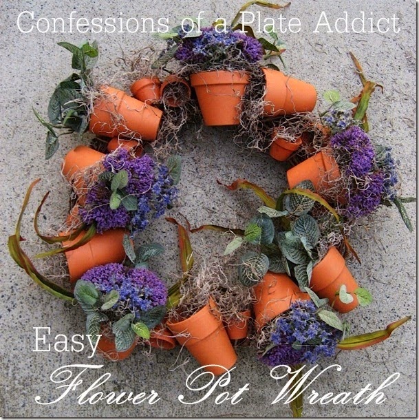 CONFESSIONS OF A PLATE ADDICT Easy Flower Pot Wreath
