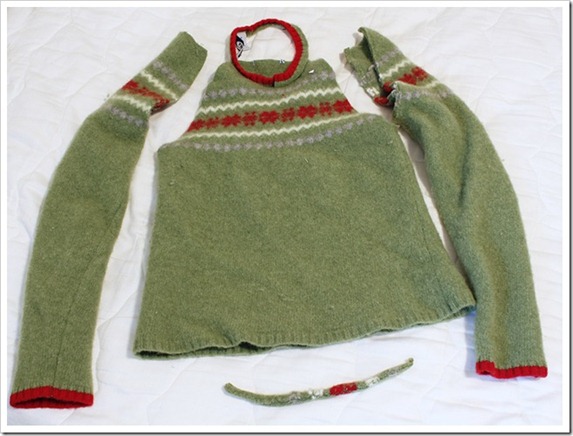 green wool felted sweater