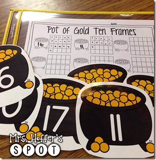 Pots of Gold are lucky. St. Patrick's Day is all about pots of Gold and what a great way to work on Ten Frames.