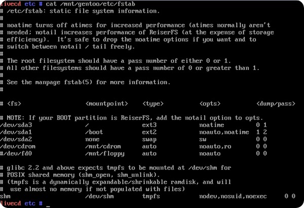 gentoo fstab gentoo fstab