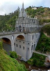 Santuario de Las Lajas spans this narrow gorge near Ipiales, Colombia.
