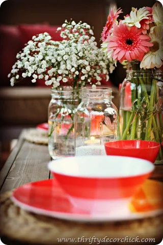 coral summer tablescape