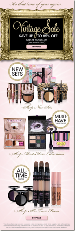 Vintage Sale at TooFaced.com