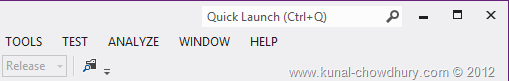 Visual Studio 2012 Quick Launch - Toolbar
