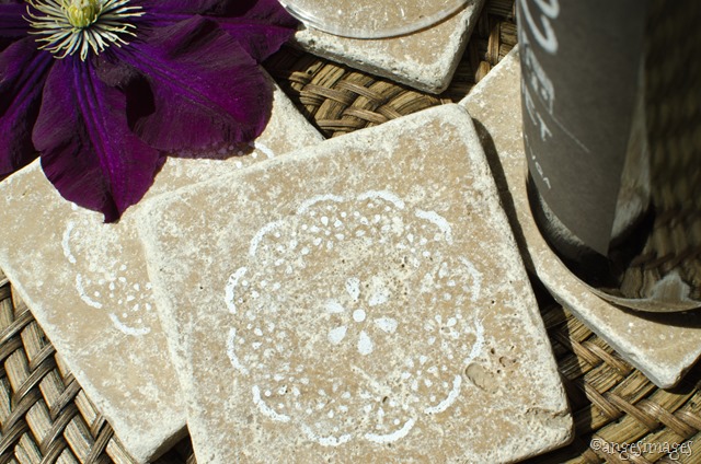 Stencilled Marble Coasters | personallyandrea.com