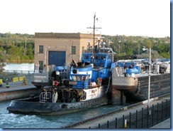 8004 St. Catharines - Welland Canals Centre at Lock 3 - Viewing Platform - Tug SPARTAN with barge SPARTAN II (a 407′ long tank barge) upbound