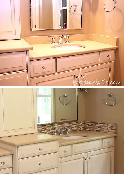 Tile backsplash before and after