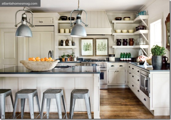 neutral kitchen with industrial elements designed by Jimmy Stanton of Stanton Home Furnishings in Atlanta