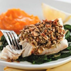 Almond and Lemon Crusted Fish with Spinach