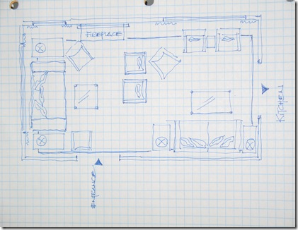 Hand drawn space planned floor plan