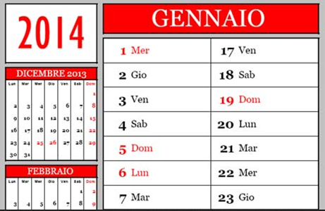 CALENDARIO 2014 TASCABILE DA SCARICARE