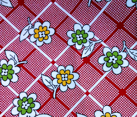 red floral fabric