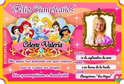 Tarjeta de Cumpleaños de Las Princesas Disney