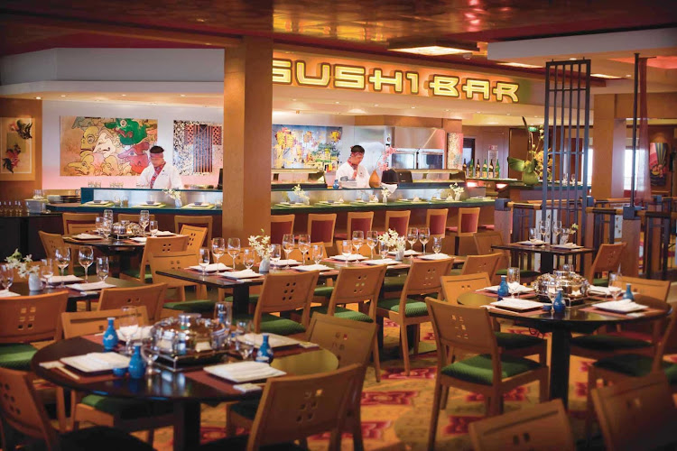 When you're craving some sushi, head to the Lotus Garden restaurant on Norwegian Pearl's deck 7.