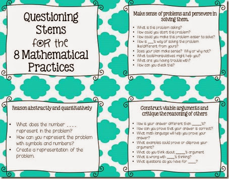 8 Mathematical Practices Questioning Stems