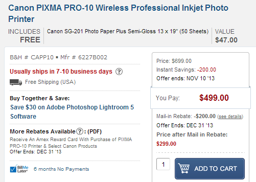 canon pro 10 price