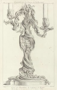 Ontwerp voor een driearmige kandelaber met florale decoratie