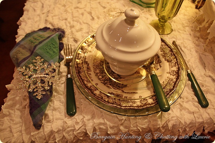 Winter Snow Tablescape-Bargain Decorating with Laurie