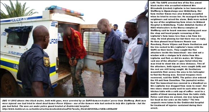LICHTHELM LIESBETH TWO OF HER FARM ATTACKERS ARRESTED BY SAPS TRADERS FARMERS POSSE DEC 11 2012