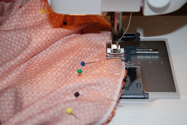sewing over pins