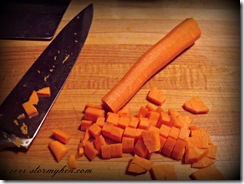 chopped carrots and knife