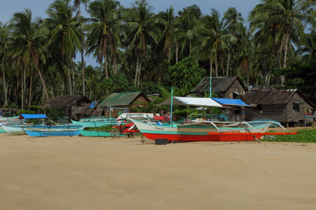 Fishermen huts on Nacpan Beach, Palawan, Philippines