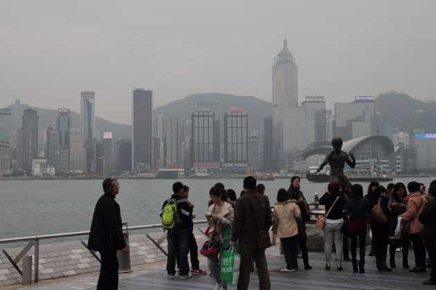 Tourists enjoying Hong Kong's Avenue of Stars