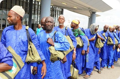 <br /><br />PIC. 6. PILGRIMS TO SAUDI ARABIA ON THE QUEUE TO BOARD  THE   2011 HAJJ INAUGURAL FLIGHT AT THE NNAMDI AZIKIWE INTERNATIONAL AIRPORT IN ABUJA ON SUNDAY (2/10/11).<br /><br />
