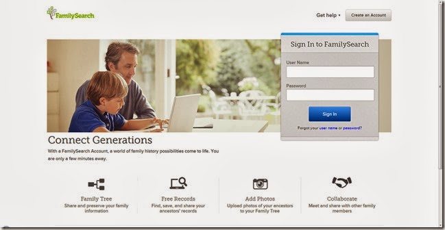 RootsMapper FamilySearch Login Page