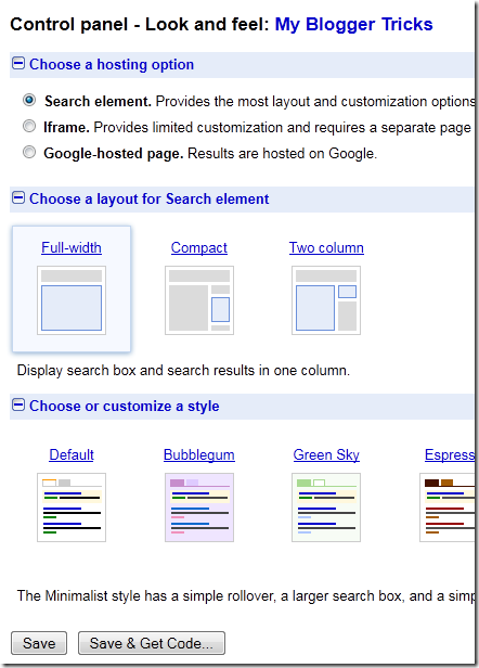 Google Search Engine Layouts