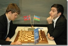 Magnus Carlsen (l) vs Vugar Gashimov