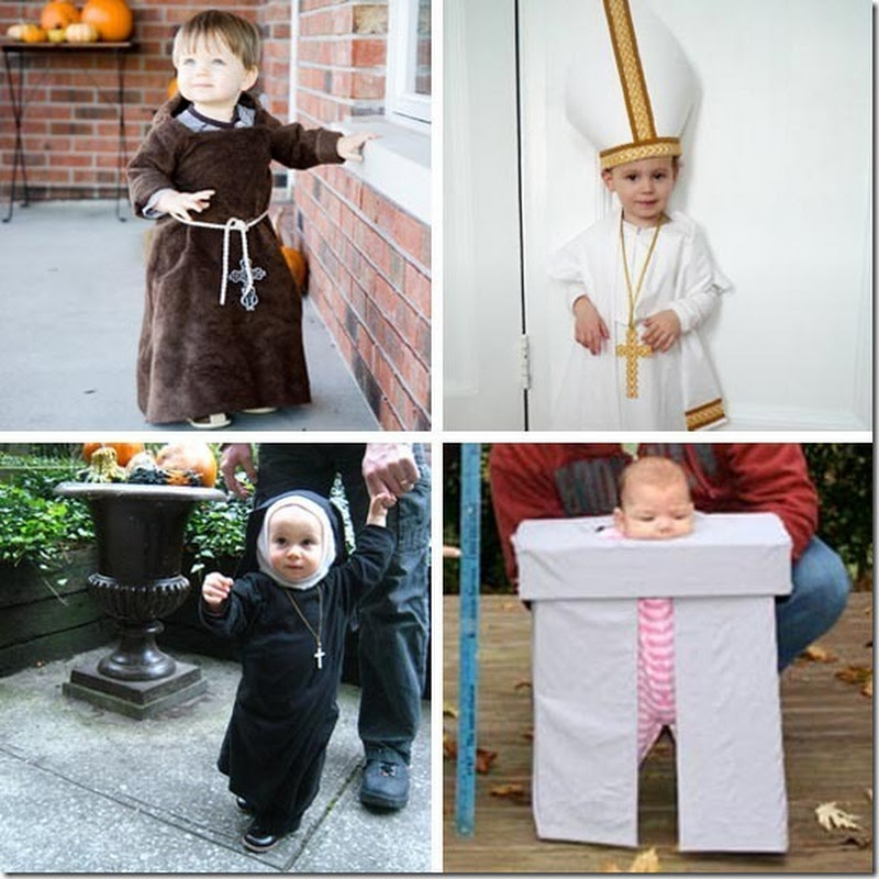 Disfraces caseros de monja, fraile y Papa para niños pequeños