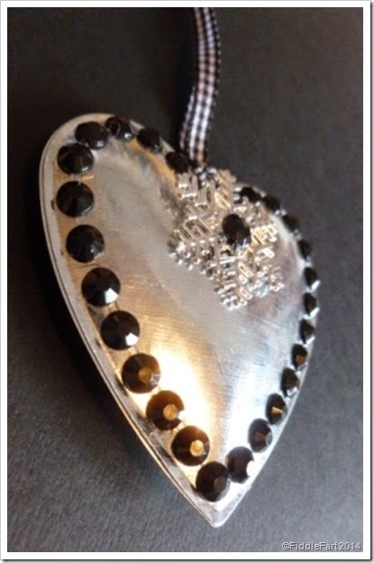 snowflake heart decoration. Poundland self adhesive gems.