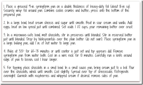 Chocolate Raspberry Cheesecake Directions