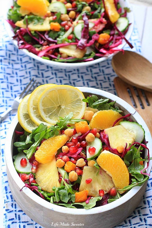 Arugula Salad with Red Cabbage, Pomegranate, Orange and Pineapples by - @LifeMadeSweeter.jpg